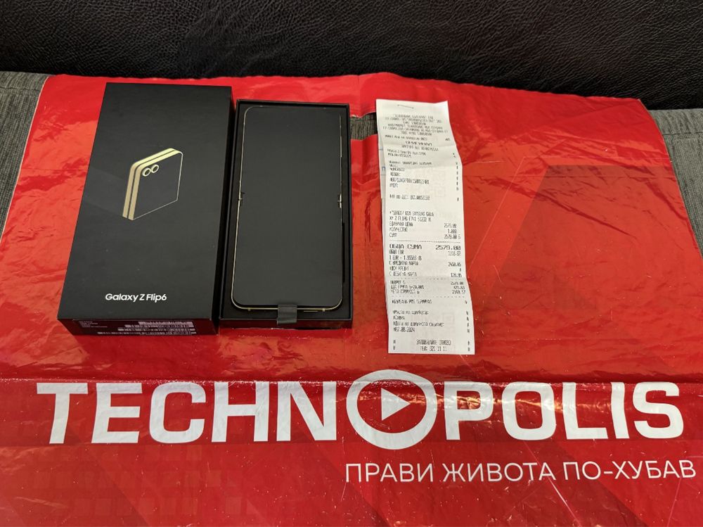 КАТО НОВ 512GB Samsung Z Flip 6 Technopolis Гаранция 2026 г. Yellow