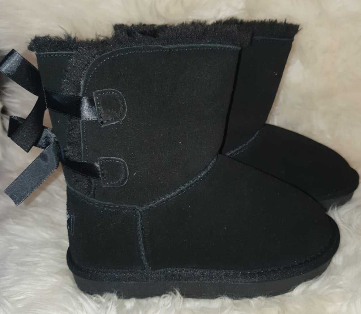 Cizme UGG fata negre piele intoarsa imblanite cu fundite masura 31 noi