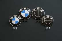 Set stema sigla emblema fata + spate BMW Full Black Albastru/Alb