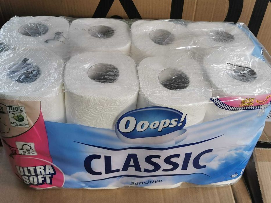 Hârtie igienică Ooops Classic Sensitive - 64 role, 3 straturi, 140 foi
