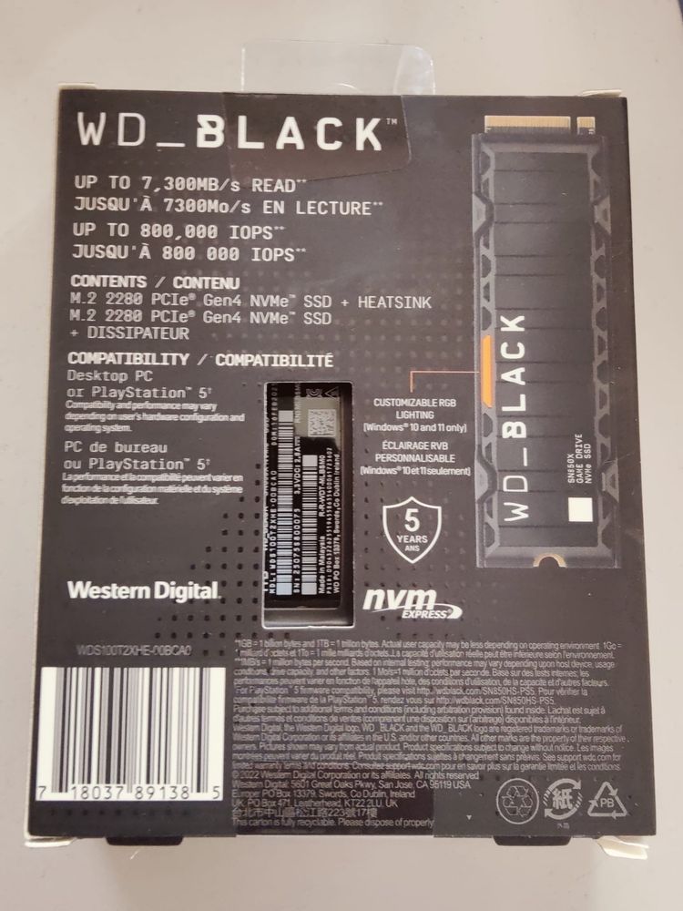 WD Black SSd 1TB SN850x Heatsink