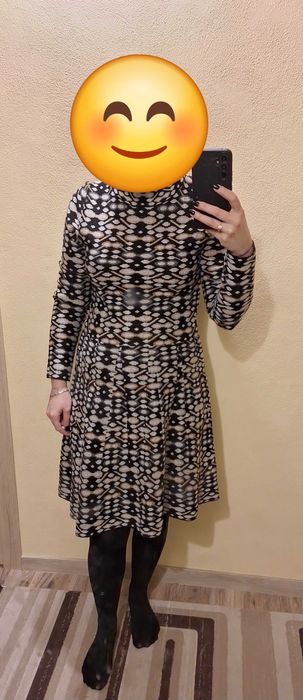 Rochie tricotată negru imprimat, mărime 36/38