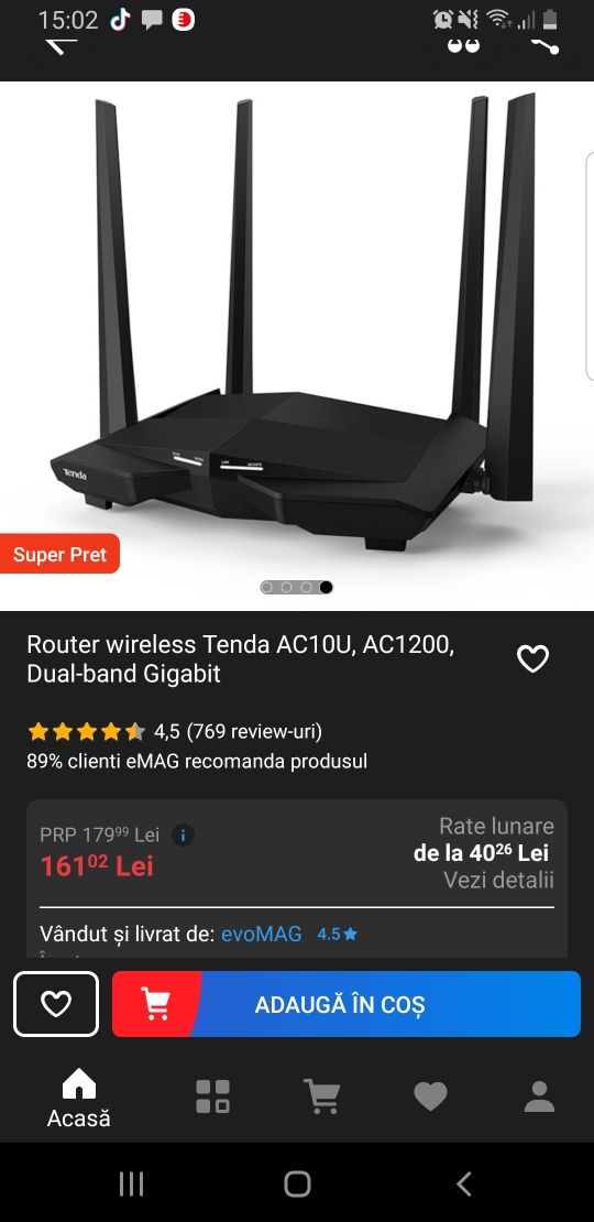 Router Tenda model AC10U