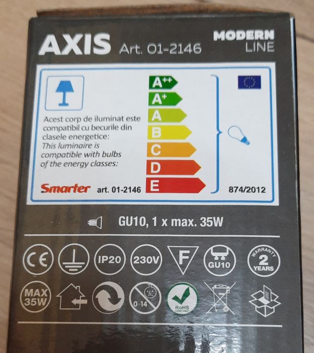 Spot aparent Axis pentru interior,10cm,cupru mat,GU10,230V,max35W,Nou!