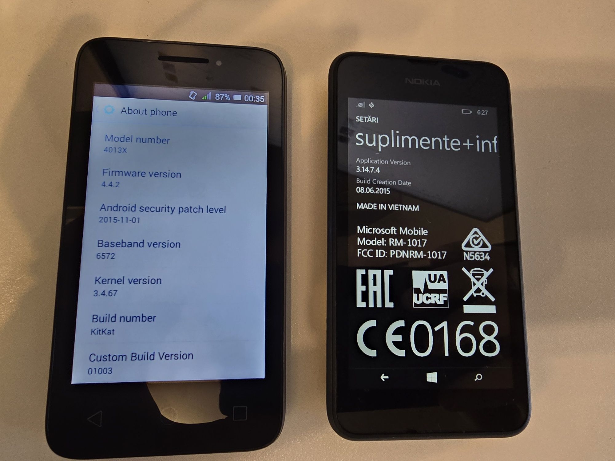 Alcatel Onetouch pixi si Nokia Lumia 530