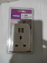 incarcator USB/2 porturi+priza , nou UK