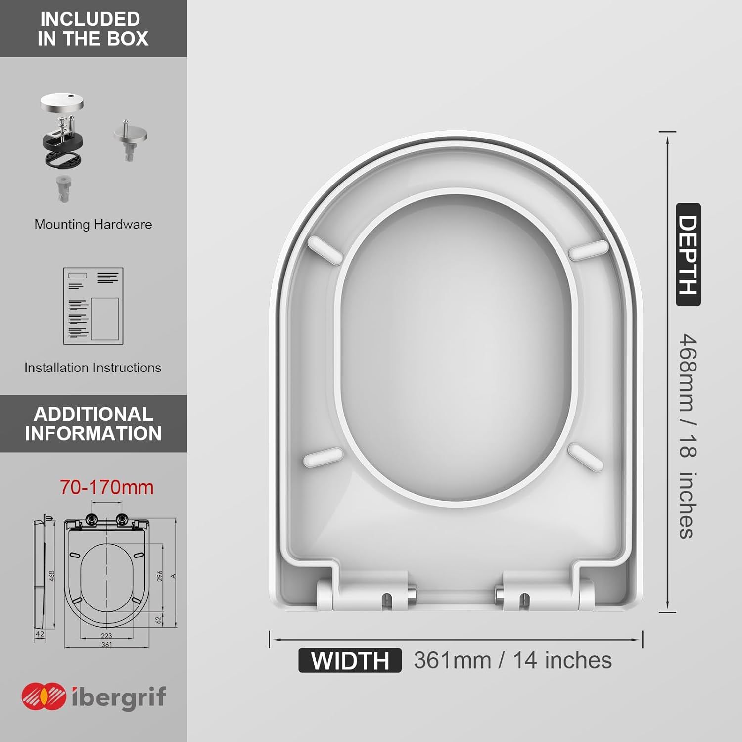 Scaun de toaletă universal Ibergrif M4100, D, Plastic antibacterian