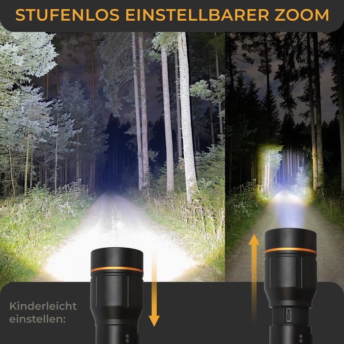 LICHTMEISTER ® LED акумулаторна фенерче 2000 лумена 5000 mAh батерия