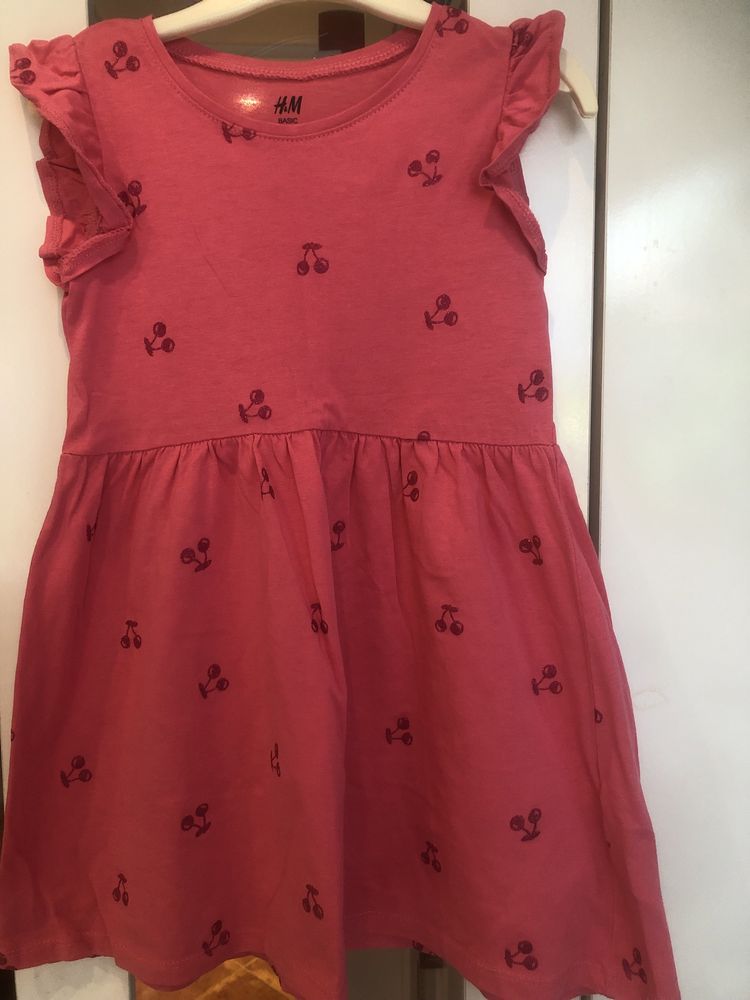 Сет 4 летни рокли H&M 2-4г-лимони,еднорогчереши,бяла с рязана бродерия