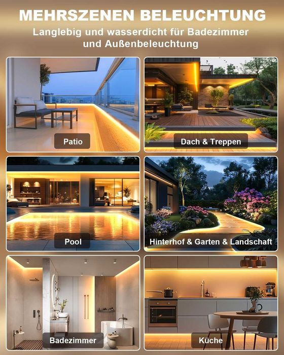 Bandă LED COB 30M (2*15M) Impermeabilă IP68, Bandă LED 24V 2700K