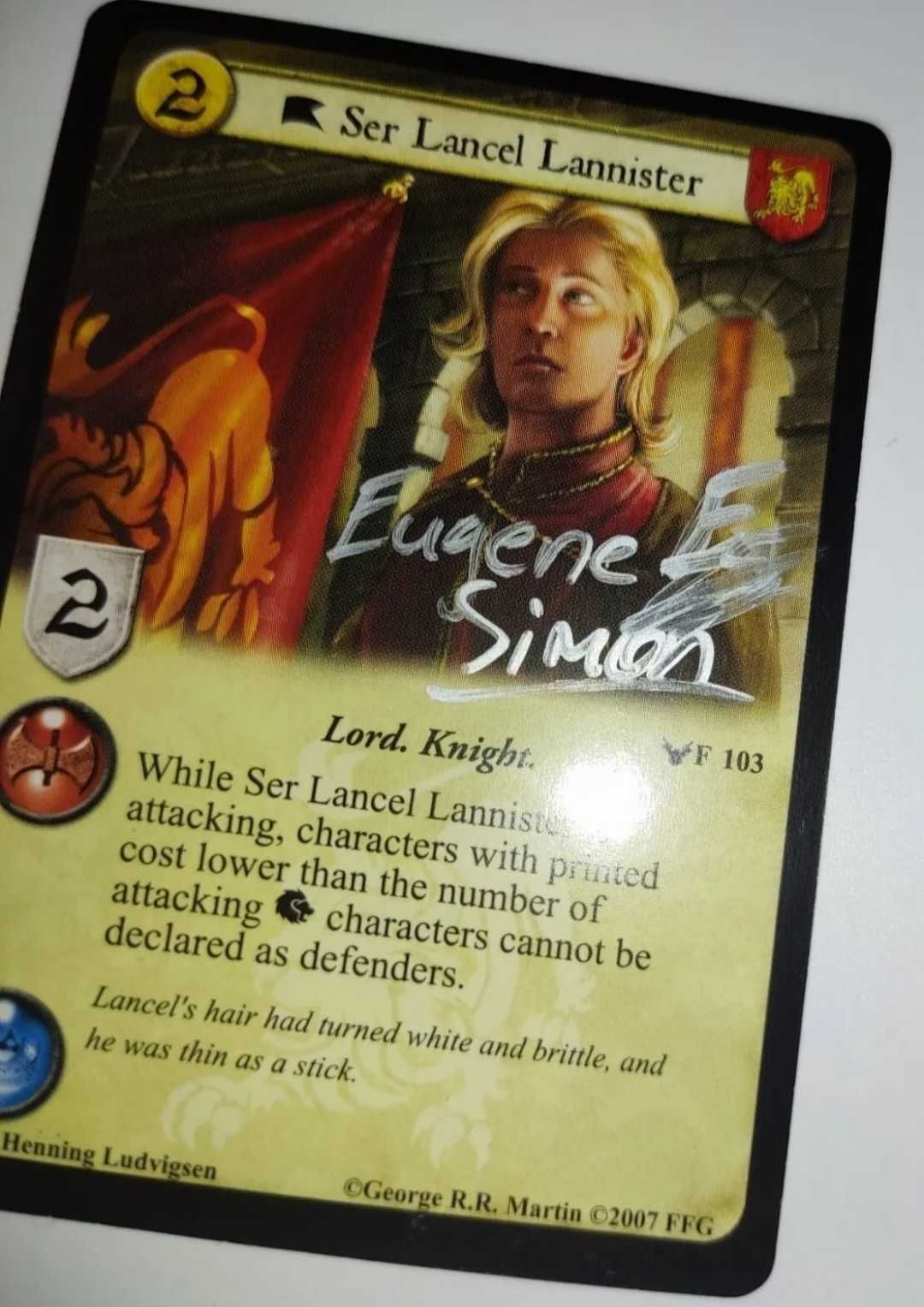 Ser Lancel Lannister CCG - carte Semnata EUGENE SIMON Game of Thrones