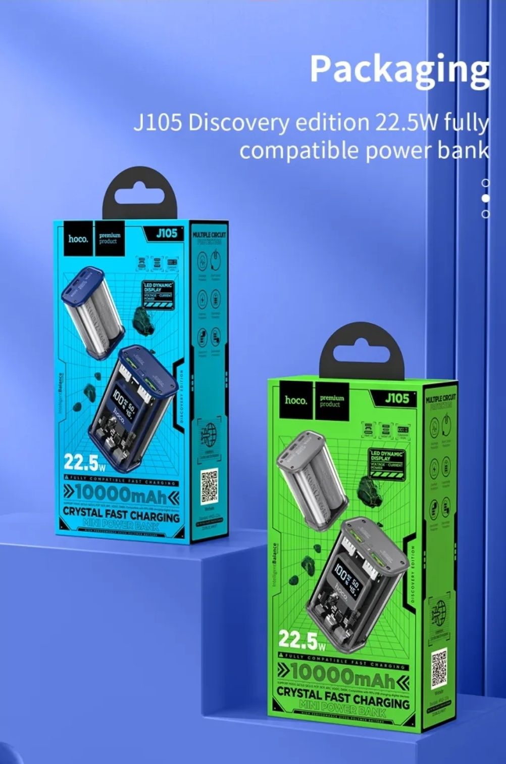 Hoco J105 Transparent Power Bank 10000mAh PD 20W + 22.5W QC3.0