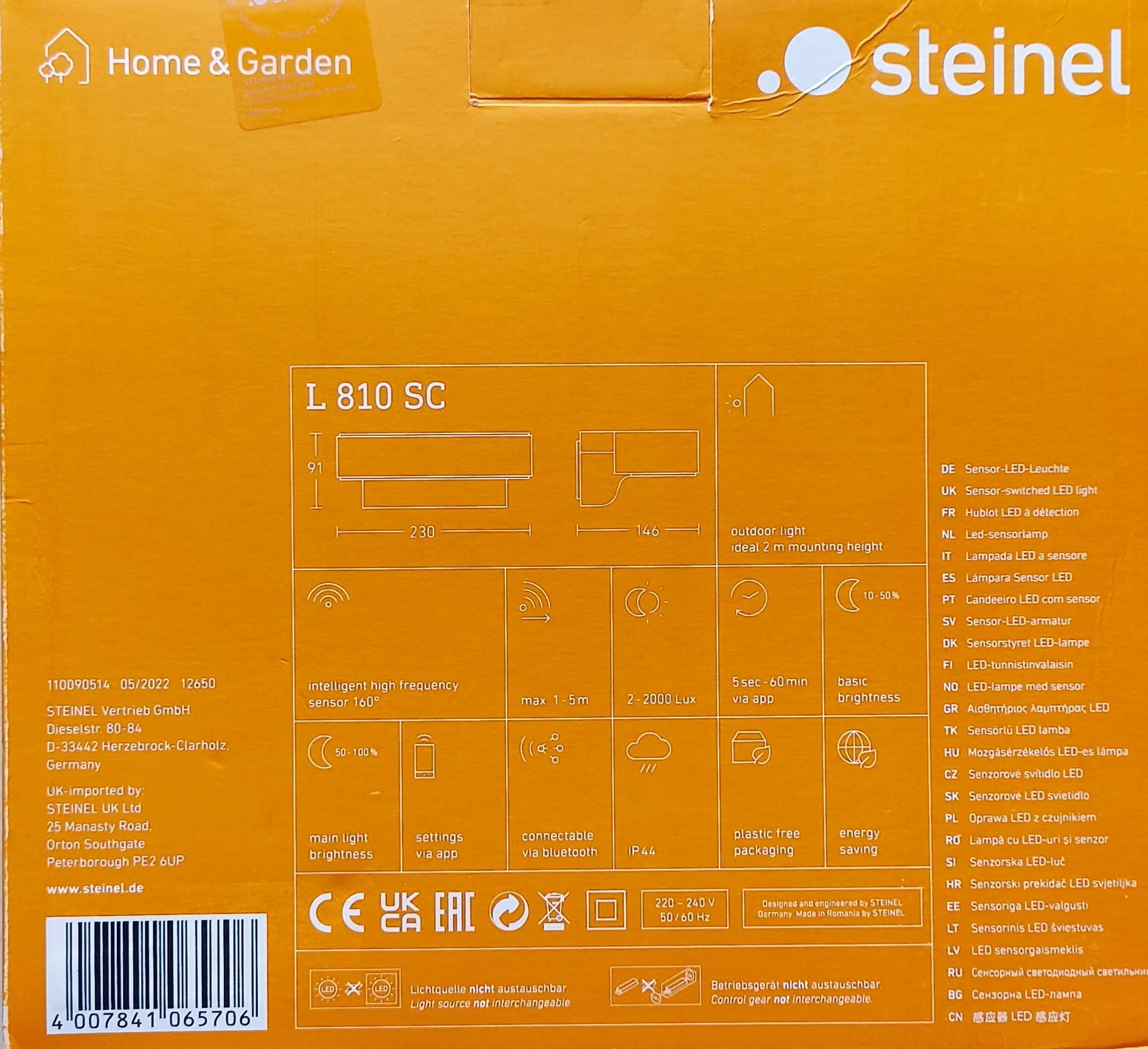 Lampă cu senzor de exterior LED Steinhel L 810 SC Antracit 2 buc NOI