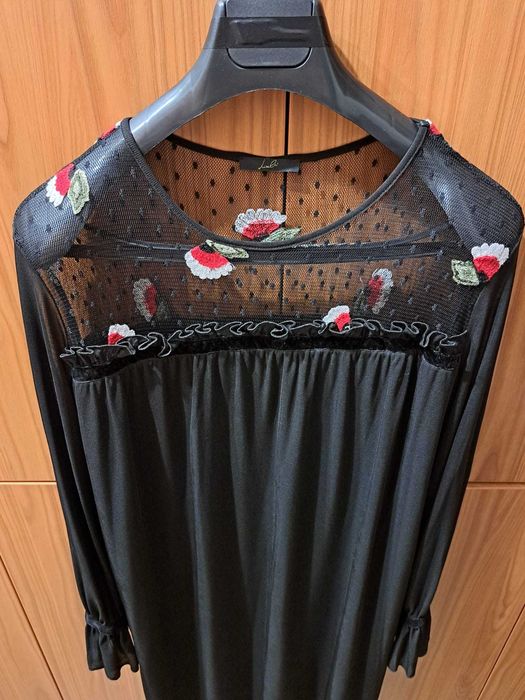 Rochie neagră, cu dantelă, mărimea L