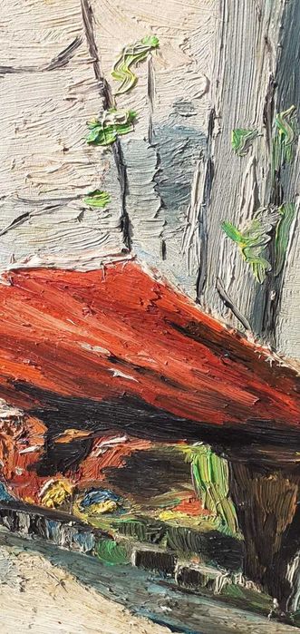 Tablou vechi - piata veche - semnata Iser