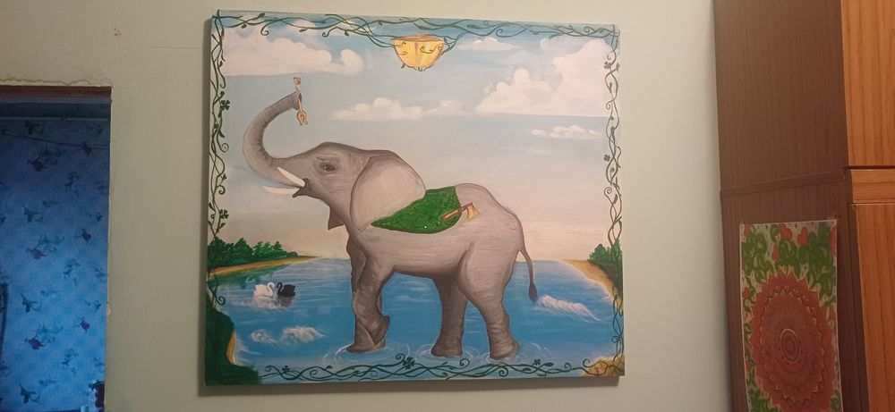 Картина Слон . 70×80 . Подрамник,холст,масло