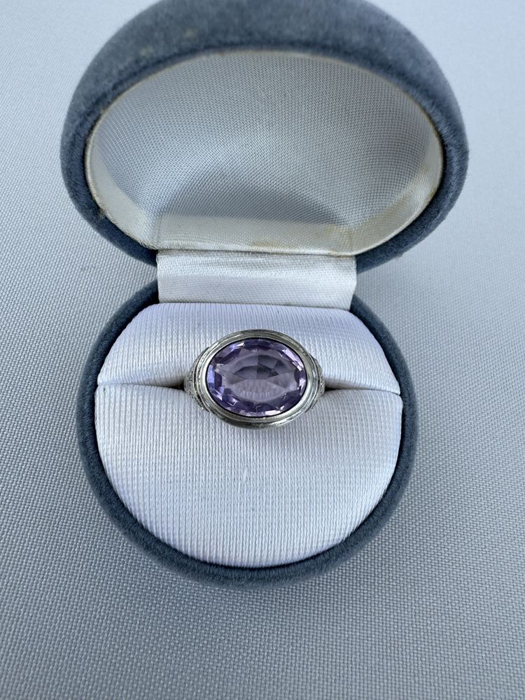 Inel din argint, ametist si marcasite