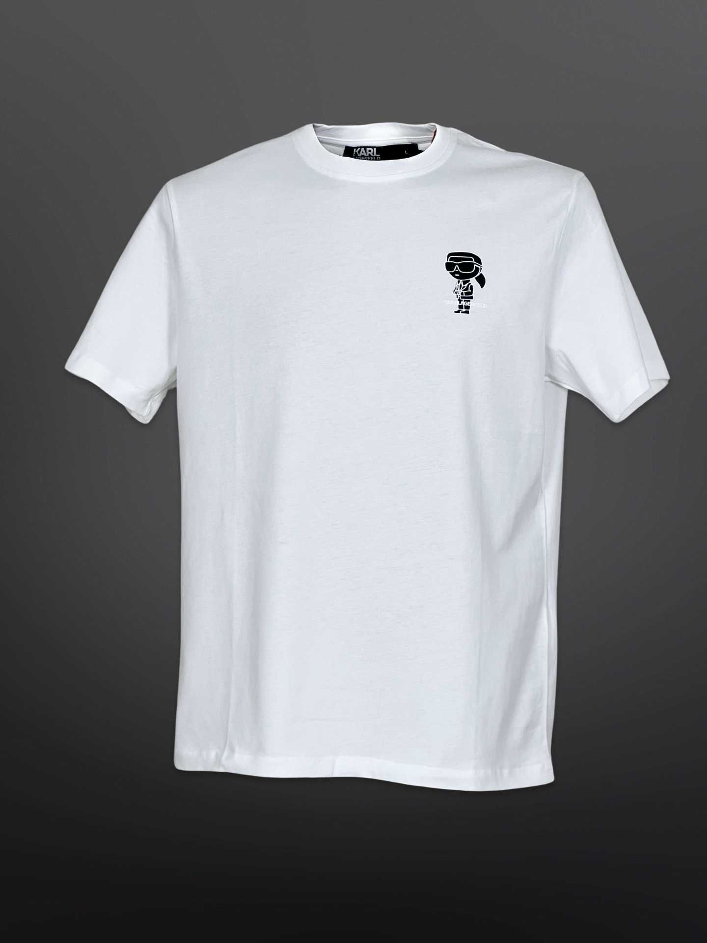 Karl Lagerfeld Бяла Тениска Черна Щампа ЧОВЕЧЕ - S M L XL