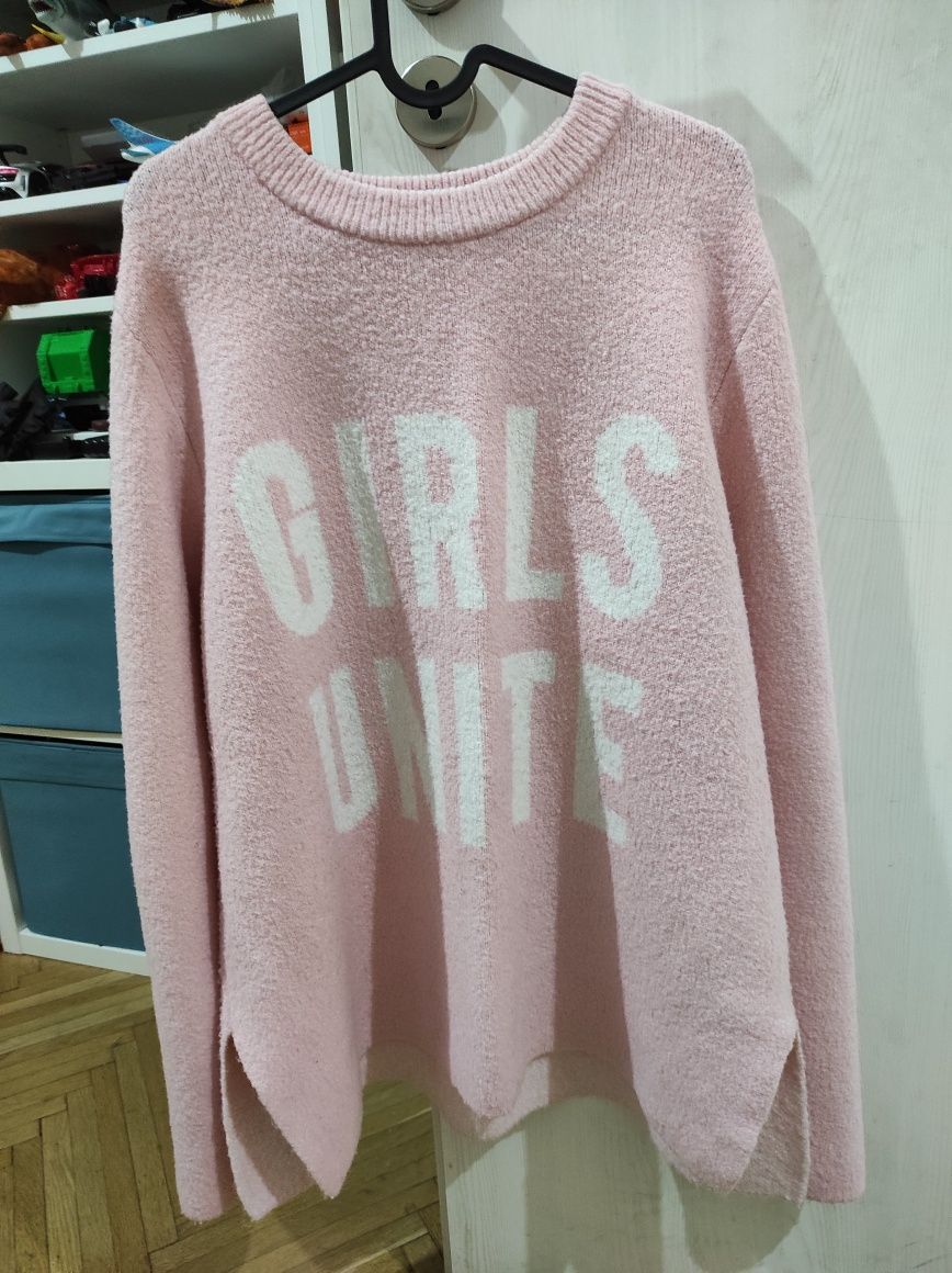 Мек розов  пуловер h&m,пуловер с косъм Zara