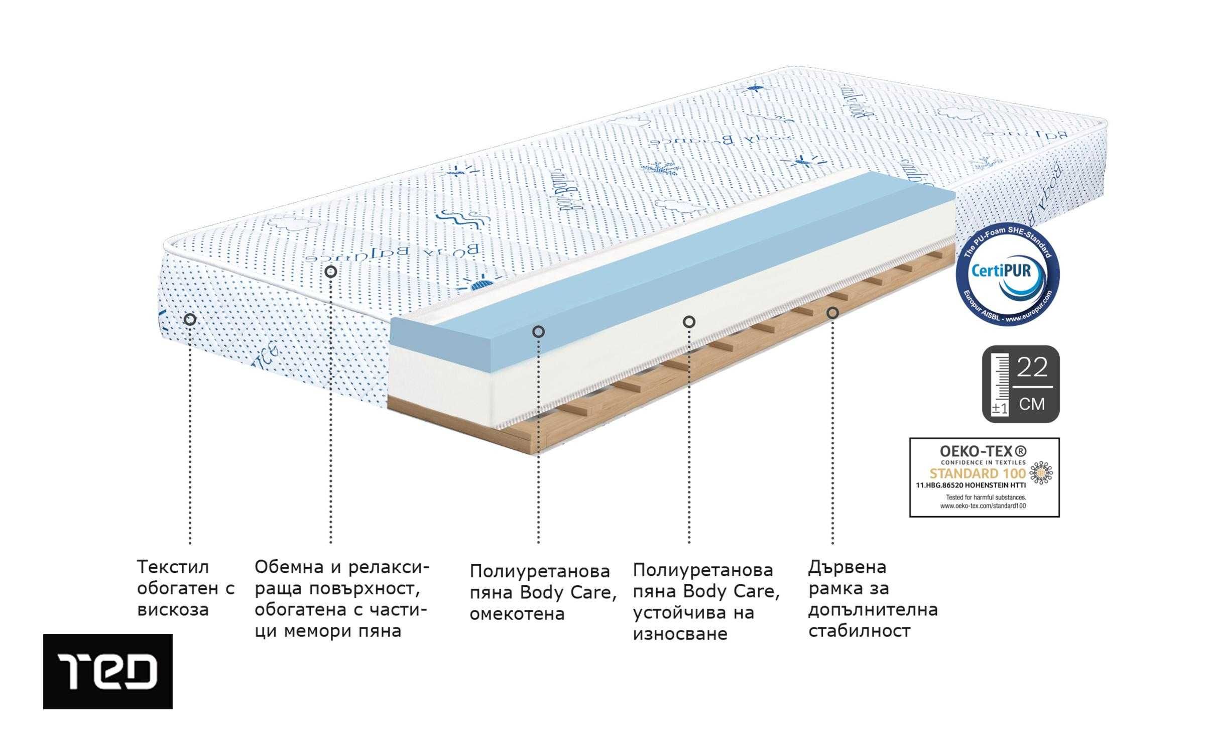 Спалня с чекмеджета и матрак