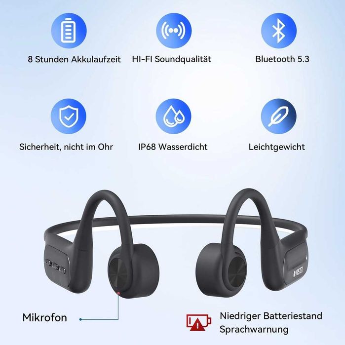 Căști Bluetooth Sport Conducție a aerului Căști fără fir cu microfon