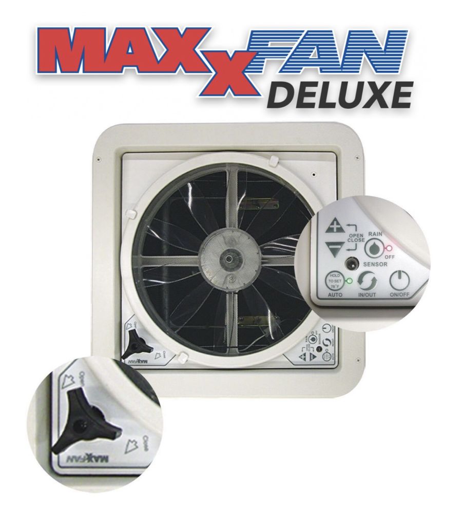 Trapa MaxxFan Deluxe cu ventilator 12V pt rulota, autorulota, camper