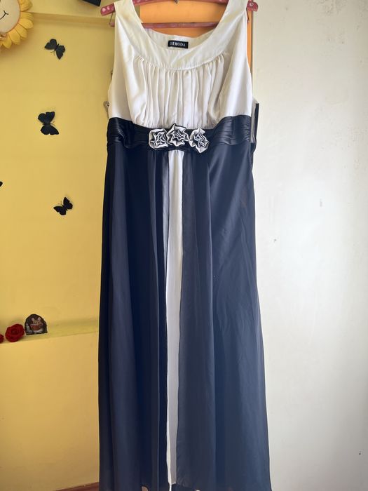 Rochie alb cu negru