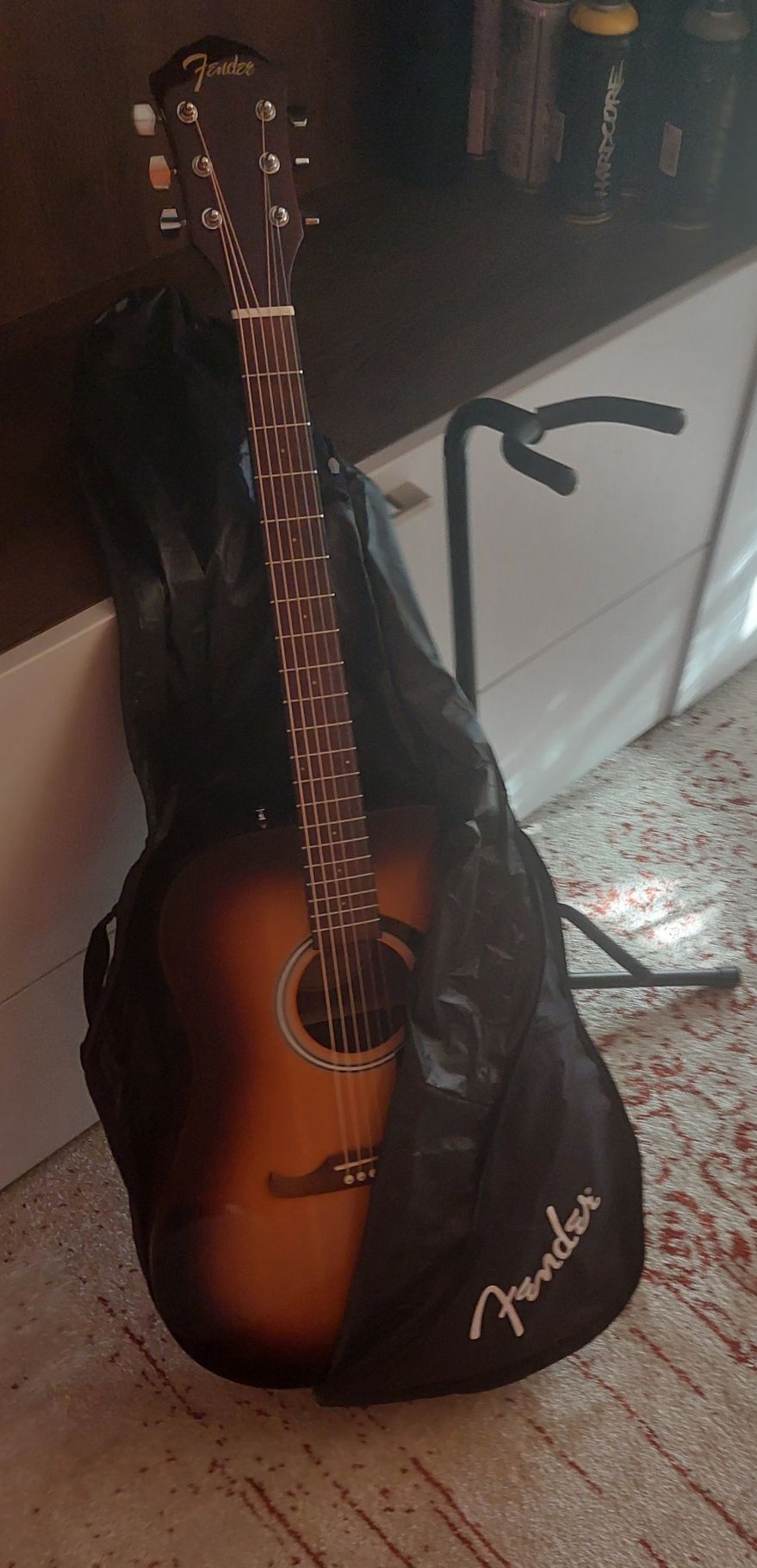 Акустична китара Fender FA-125 SB (bone nut) + чанта, стойка и струни