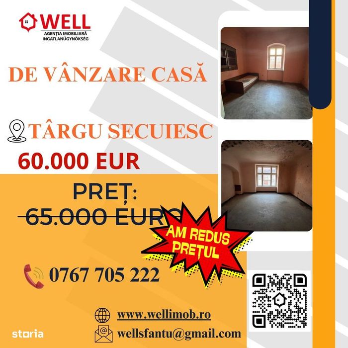 Casă de vânzare cu etaj în Târgu Secuiesc, în Curtea nr. 41!