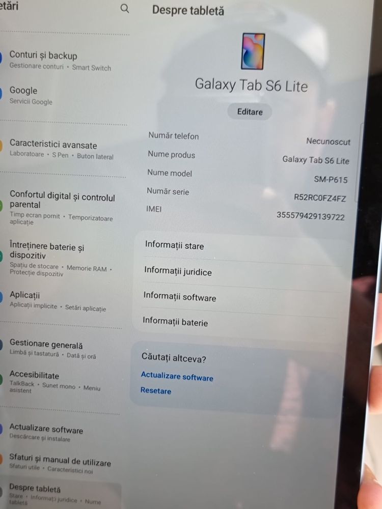 Samsung Tableta S6 Lite 10.4 inch 4GB RAM 64GB slot card WiFi GSM 4G