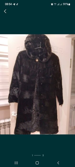 Шуба мутон с норкой