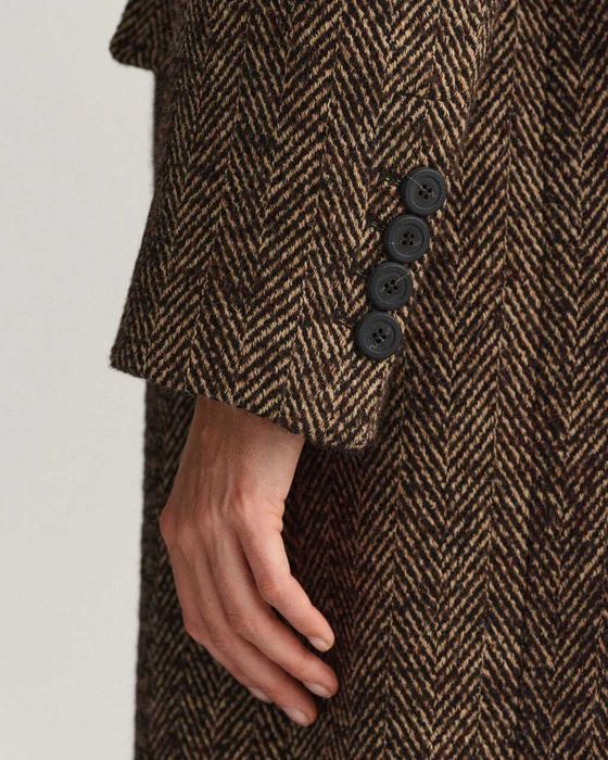 Мъжко есенно-зимно дълго палто, кафяво,вълна + хастар НОВО - XL размер