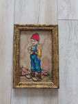 Tablou goblen cusut manual, respectiv copilul cu mar