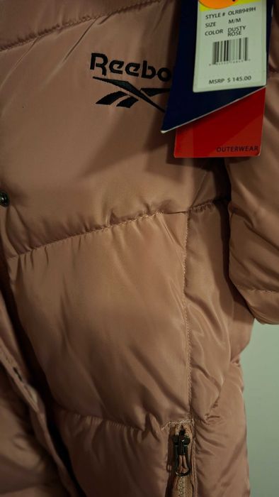 Reebok зимно яке с качулка в пудрено розово – M,L