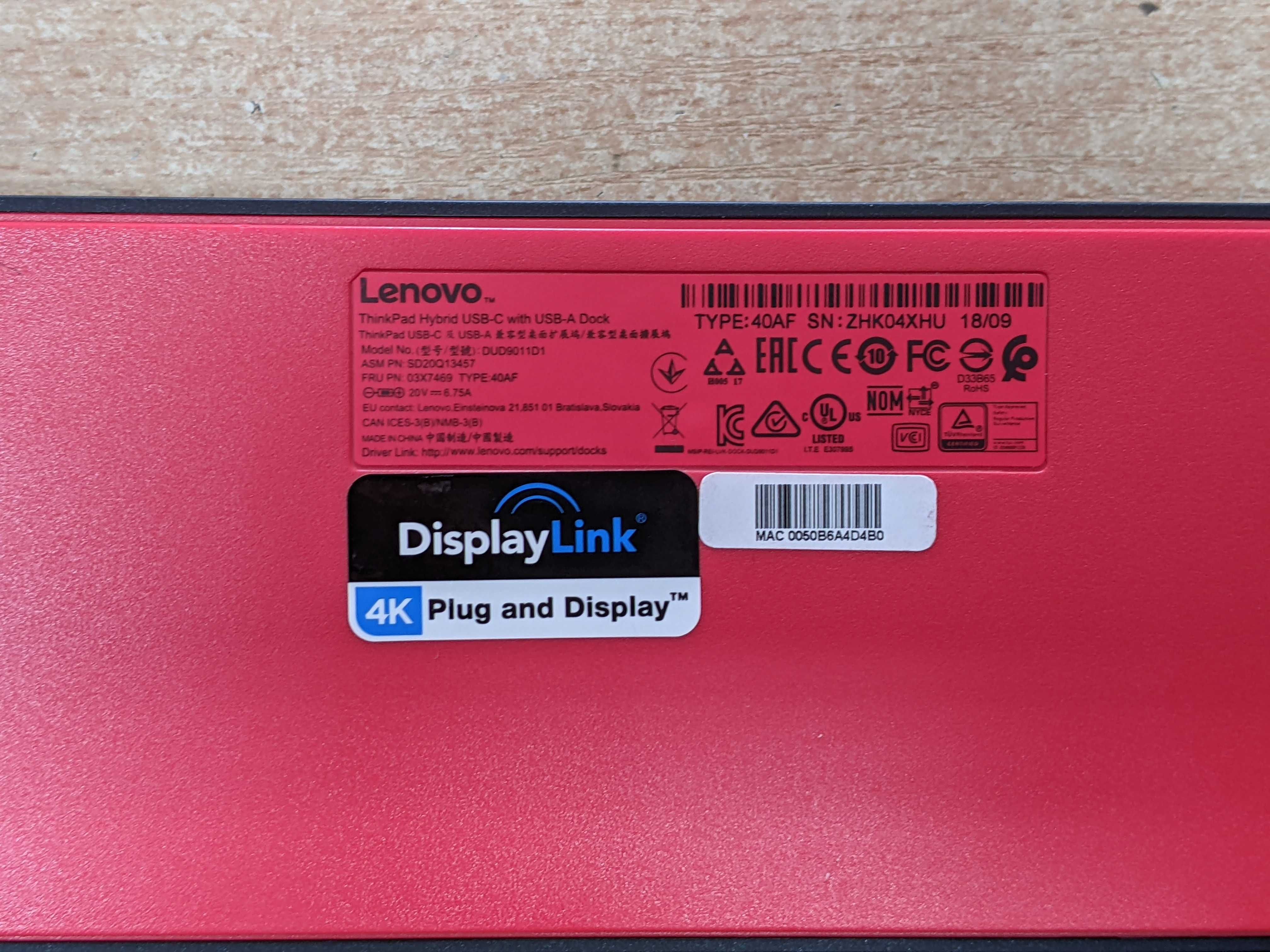 Докинг станция Lenovo ThinkPad Hybrid USB-C Dock 40AF + зарядно 135W