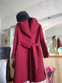 Продам турецкое кашкмировое бордовое пальто ICON с капюшоном