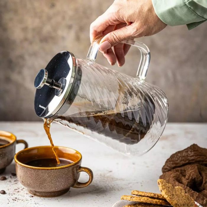 Infuzor cafea, ceai cu piston, sticla, 0,60 L, argintiu, Klausberg