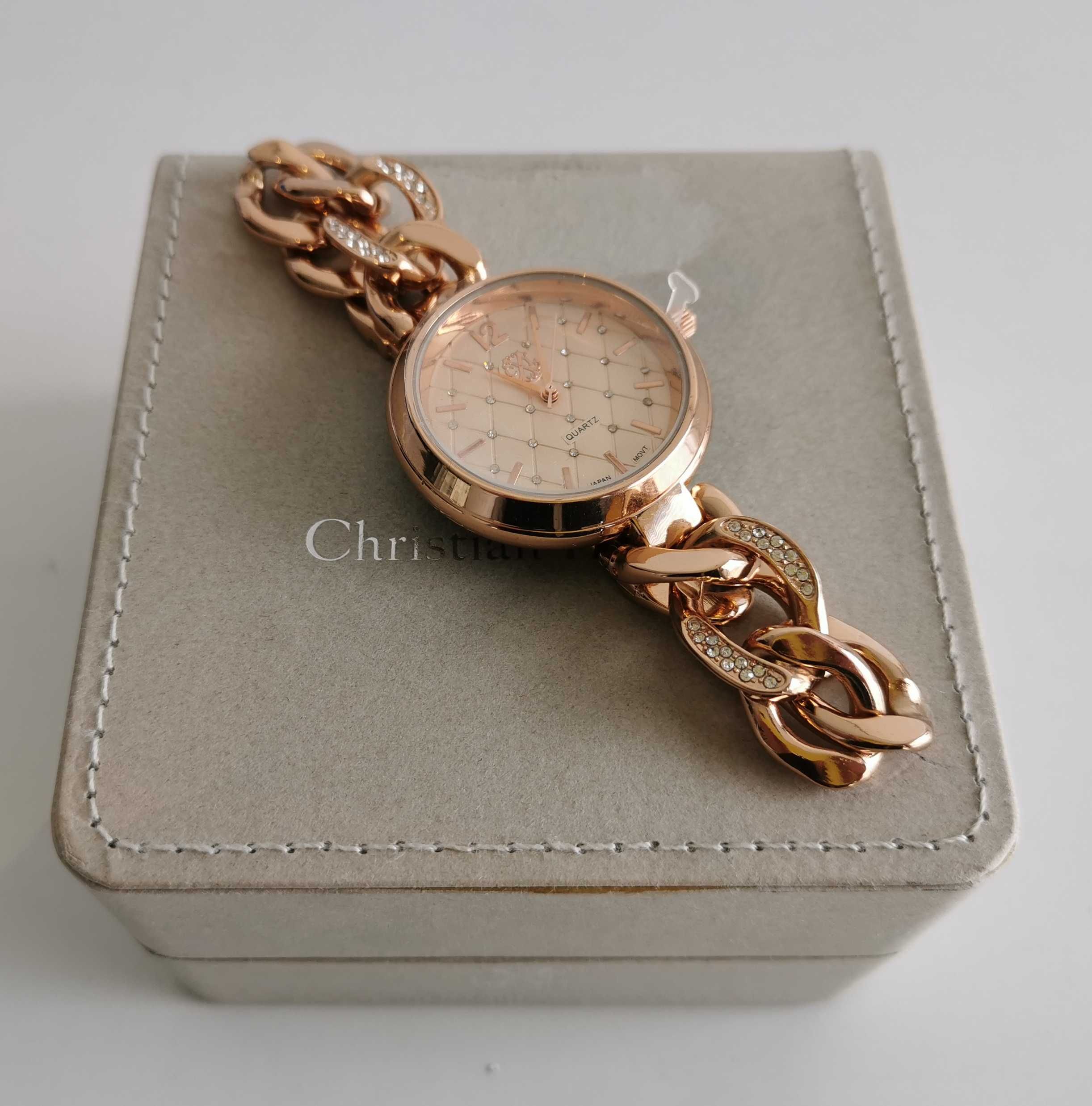 Часовник с кристали Christian Lacroix (Rose Gold)