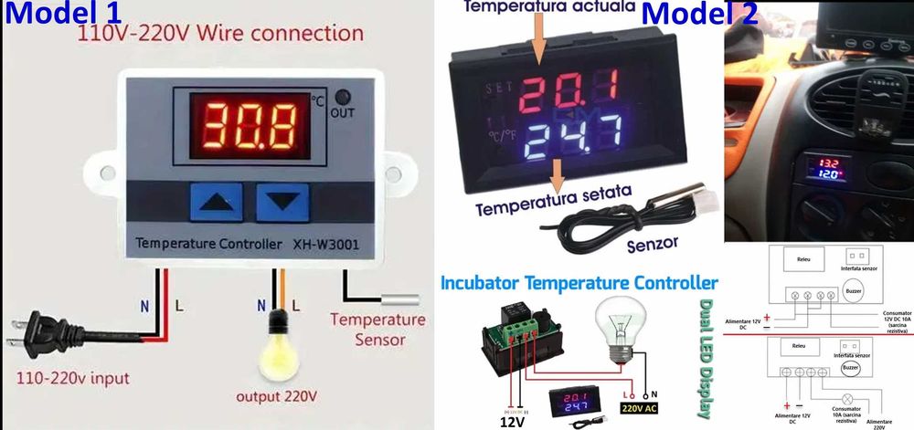 Termostat digital, termoregulator -50/+110 12V sau 220V Nou!