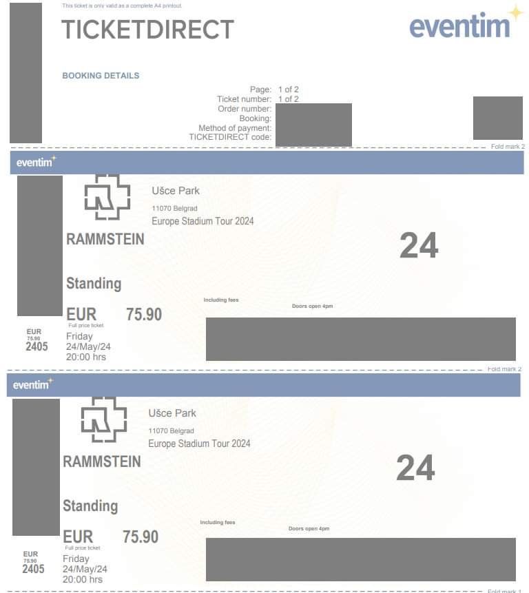 Билети за концерта на Rammstein в Белград / Rammstein concert