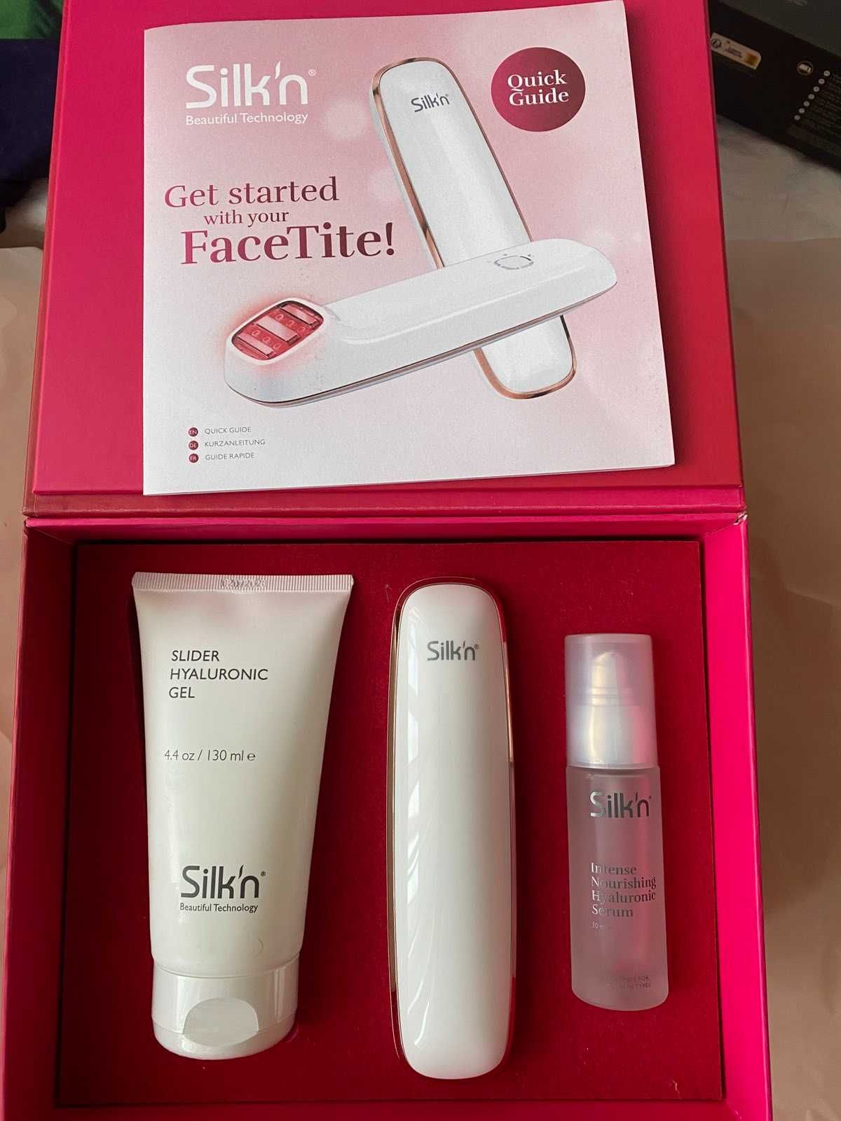 Silk’n FaceTite Prestige за изглаждане на бръчките  + хиауронов серум