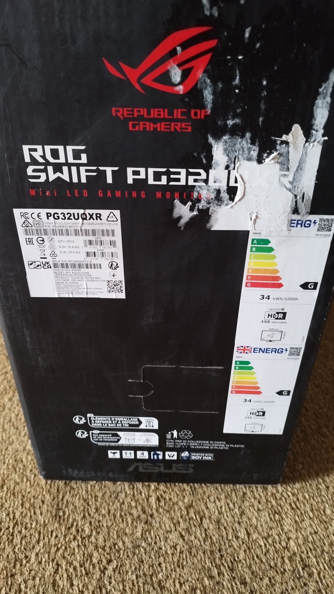 Monitor Gaming LED IPS ASUS ROG Swift PG32UQXR, 32", 4K UHD, 160 Hz, A