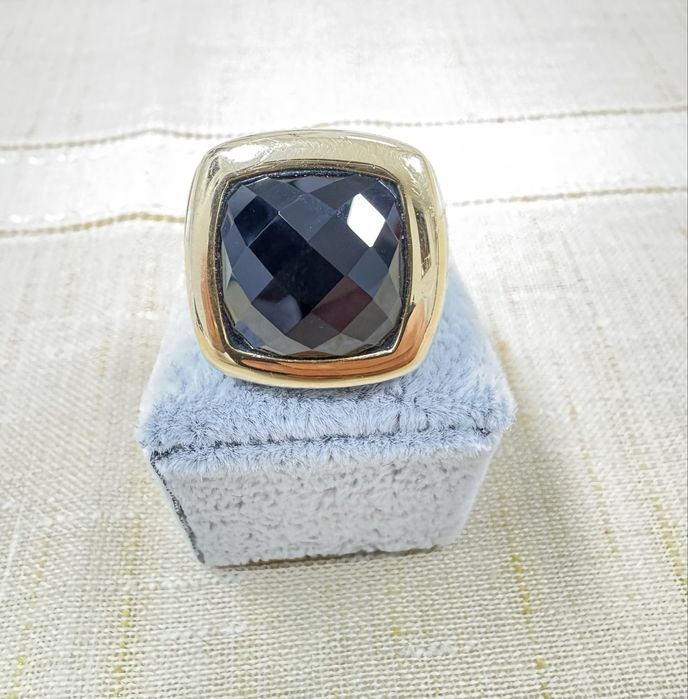 Inel TIRISI Aur Roz, Argint si Onix barbatesc