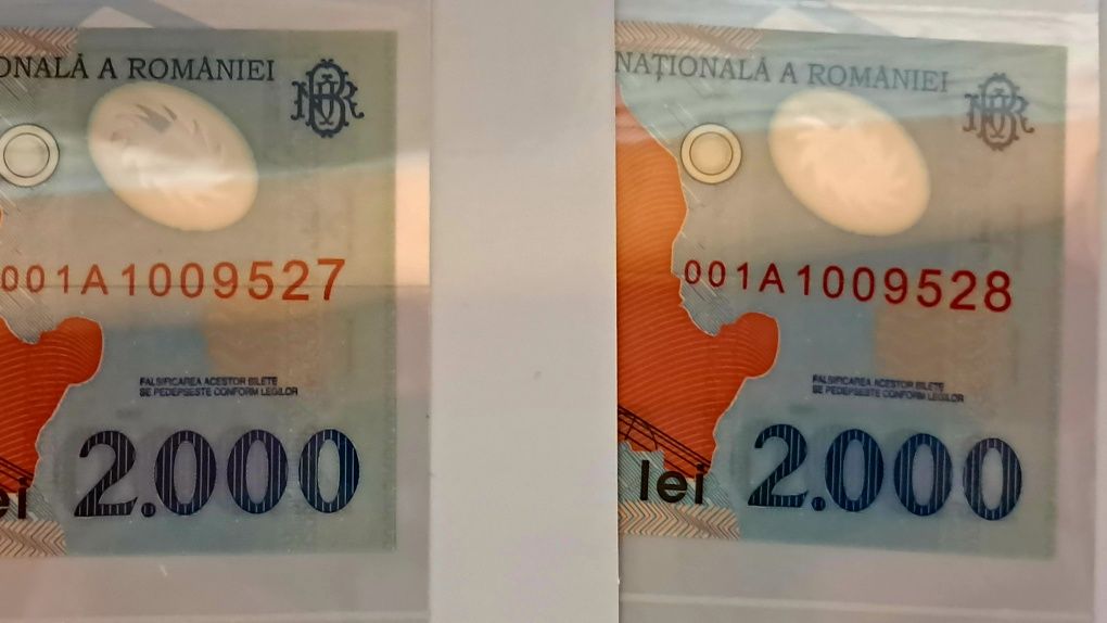 Bancnote 2000 lei 1999 UNC,Consecutive,  bani vechi.