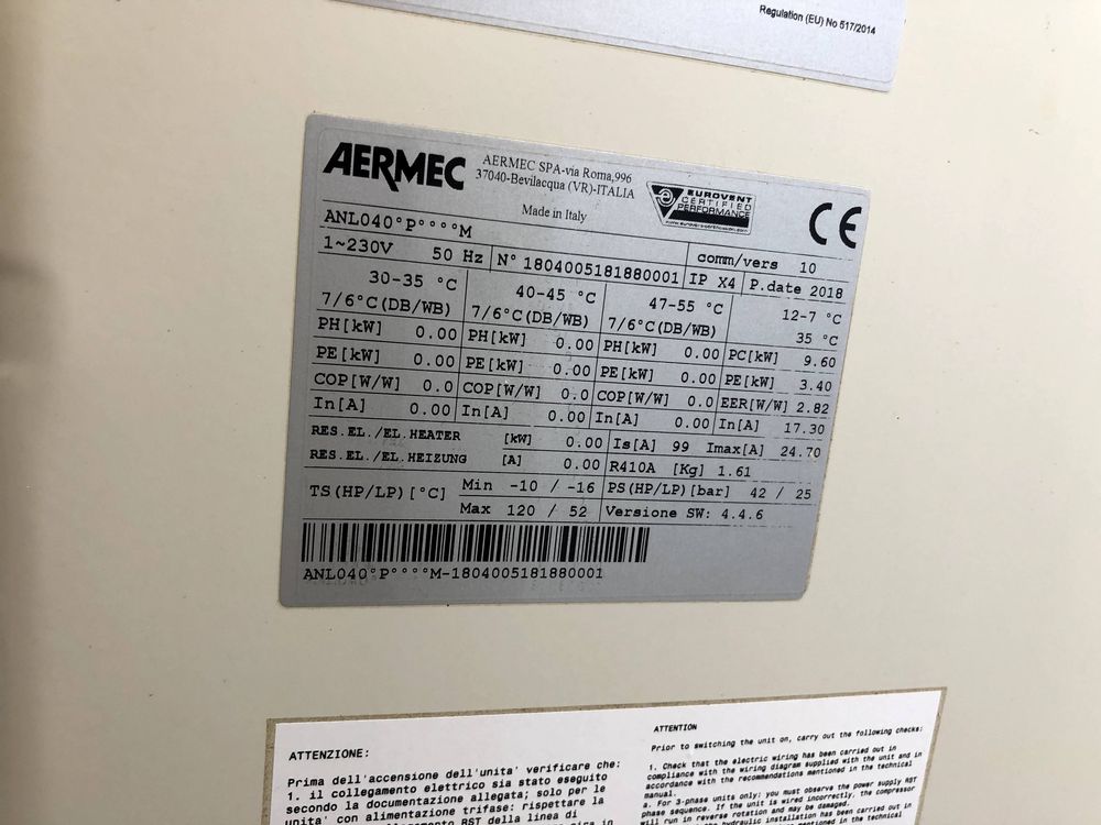 Термопомпа Чилър 9,5kw AERMEC моноблок