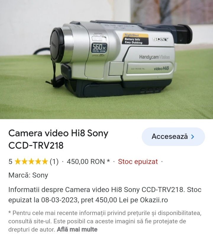 Vand/schimb camera sony video Hi8