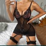 Costum Sexi cu portjartiere, Lenjerie Sexi Dantela cu portjartiere