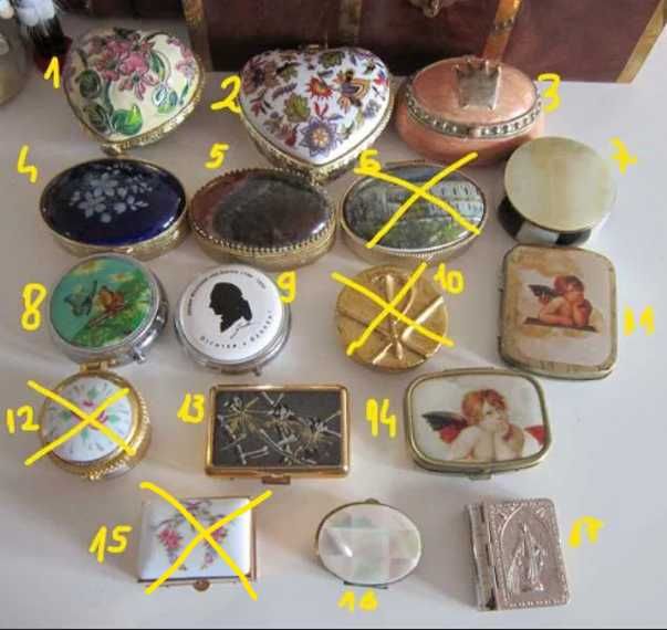 cutie inele bijuterii pastile Pill Box 23 cutiute vintage