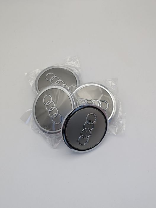 Set 4 capace roti 69mm compatibil cu  janta Audi Negre / Gri