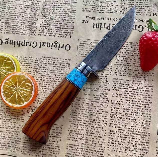 Cutit japonez, lama DAMASC, teaca piele imprimata